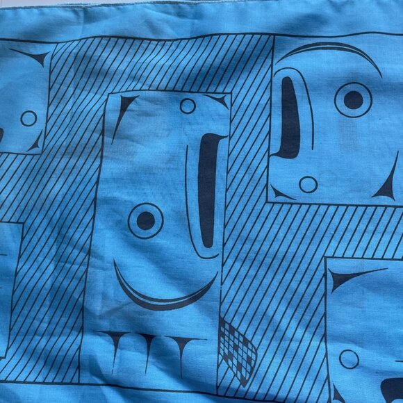 Vtg Barry Herem Scarf Blue1979 Northwest Coast Native Design Pacific 11 x 54” - Picture 6 of 9